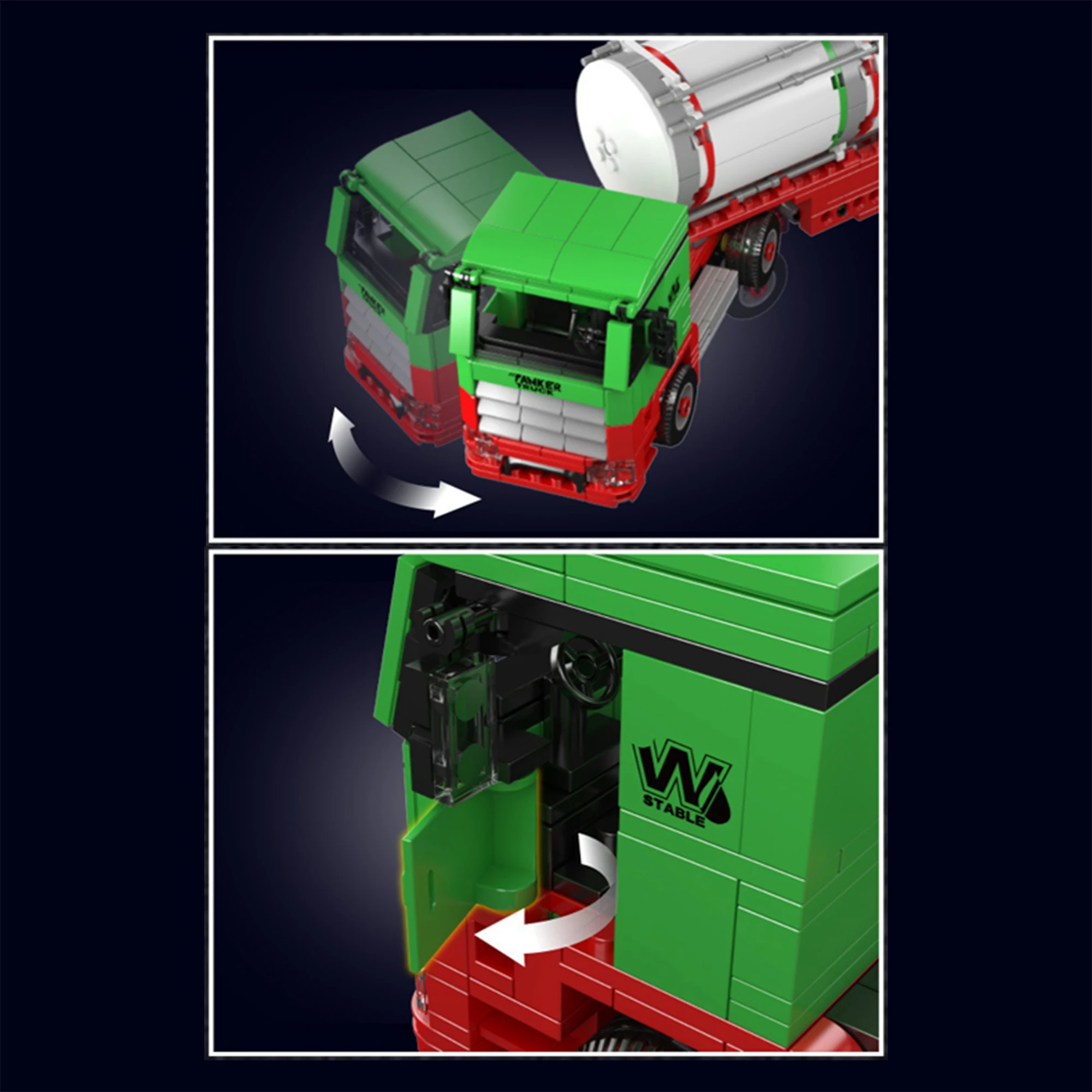 Caminhão Tanque de Óleo, Veículo de Engenharia Pequeno, Blocos de Montagem, Modelo Educacional, Quebra-Cabeça para Crianças, Presente para Meninos