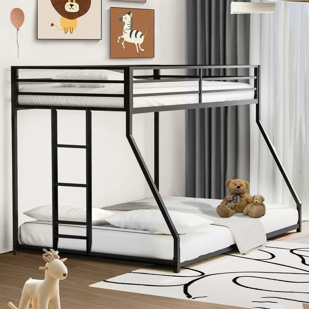 Litera de Metal con Escalera lateral extraíble, cama de dormitorio, litera doble sobre cama completa, literas de Metal, parte inferior completa,