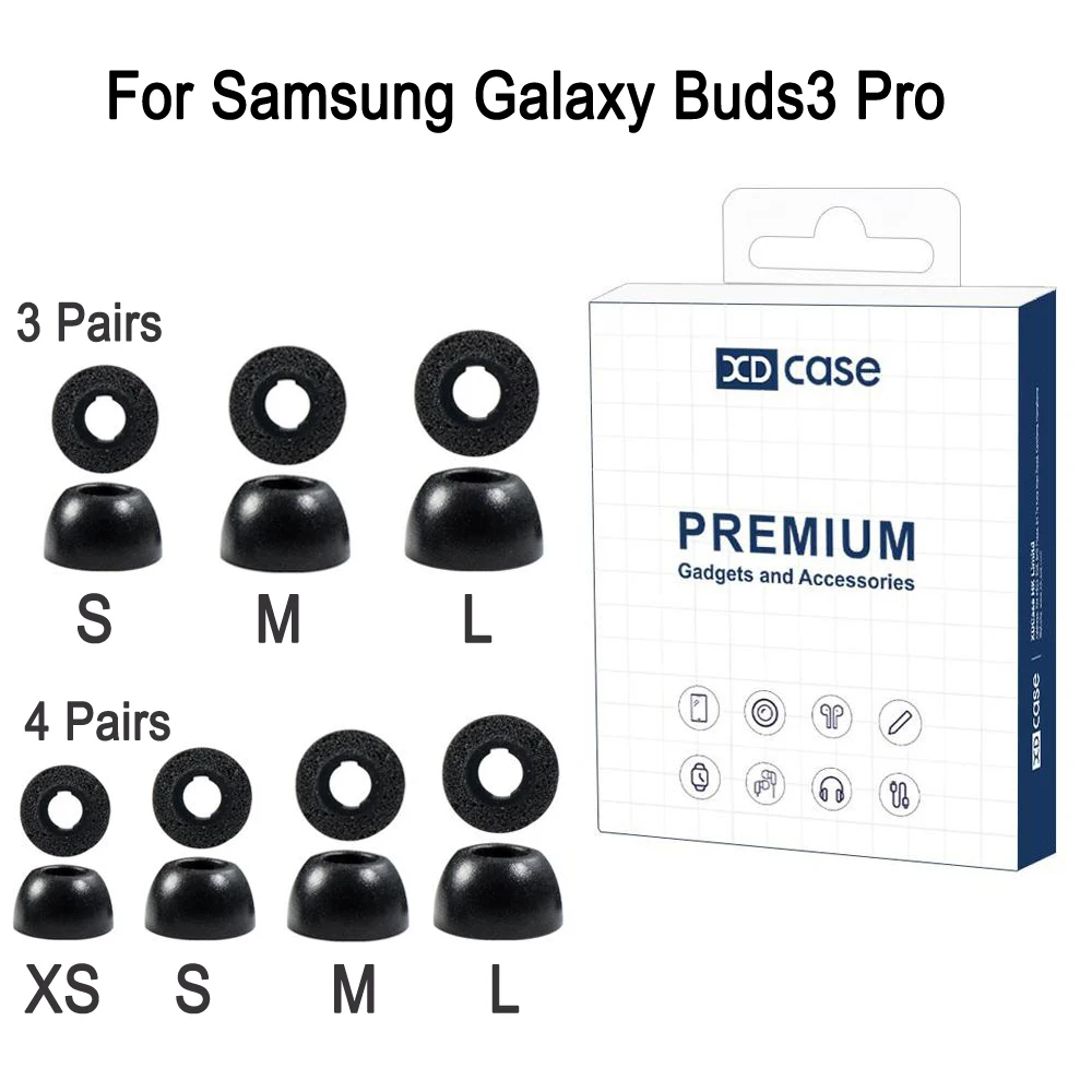 1 Juego de Puntas de Espuma Viscoelástica para Auriculares Samsung Galaxy Buds3 Pro, Repuesto de Cubiertas para Auriculares, 3 Pares (S/M/L), 4 Pares (XS/S/M/L)