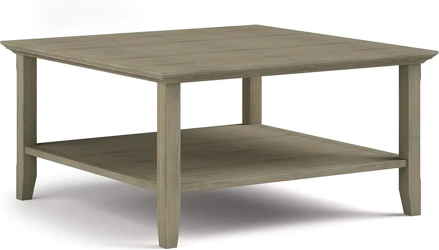 Acadian SOLID WOOD 36 inch Wide Square Transitional Coffee Table in Distressed Grey, for the Living Room and Family Room