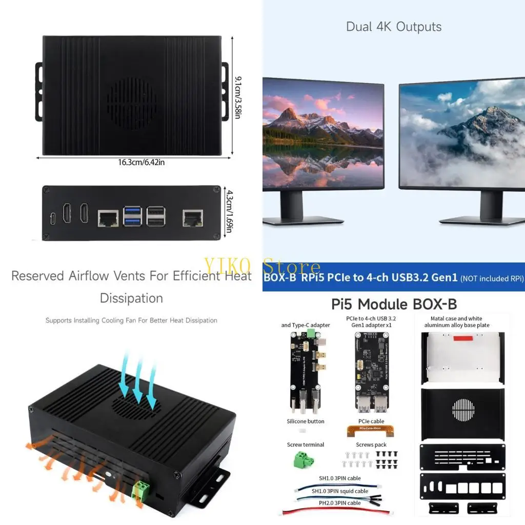 

K32C Aluminum Protective Case With PCIe USB 3.2 Gen1 Port to 4 Channel USB 3.2 Gen1