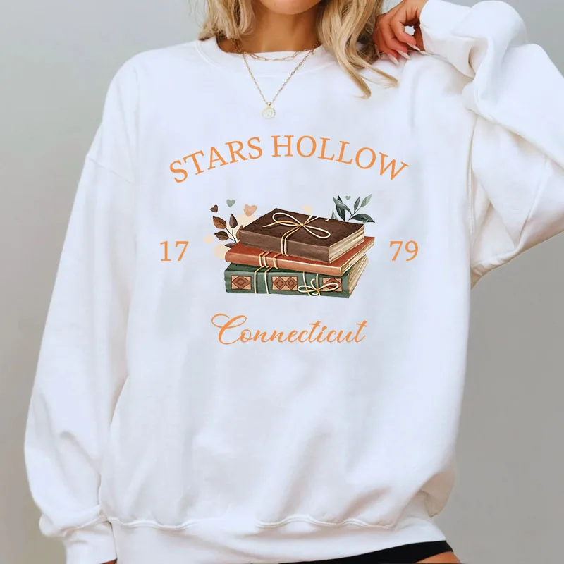 Stars Hollow Christmas Festival Sweatshirt Autumn Winter Connecticut Books Lover Crewneck Sweatshirts Long Sleeve Hoodies