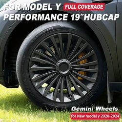 4PCS Hub Cap Performance Replacement 19 Inch Wheel Cap Automobile Full Rim Cover Accessories for Tesla Model y 2018-2023 Hubcap