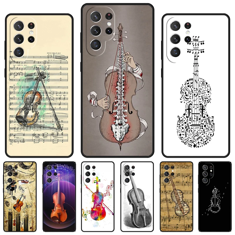 Musical Notes Violin Classical phone case For Samsung Galaxy S24 S25 S23 S22 Ultra Note 10 20 Plus S20 S21 FE Cover