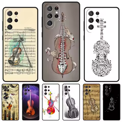 Musical Notes Violin Classical phone case For Samsung Galaxy S24 S23 S22 Ultra Note 10 20 Plus S8 S9 S10 S20 S21 FE Cover