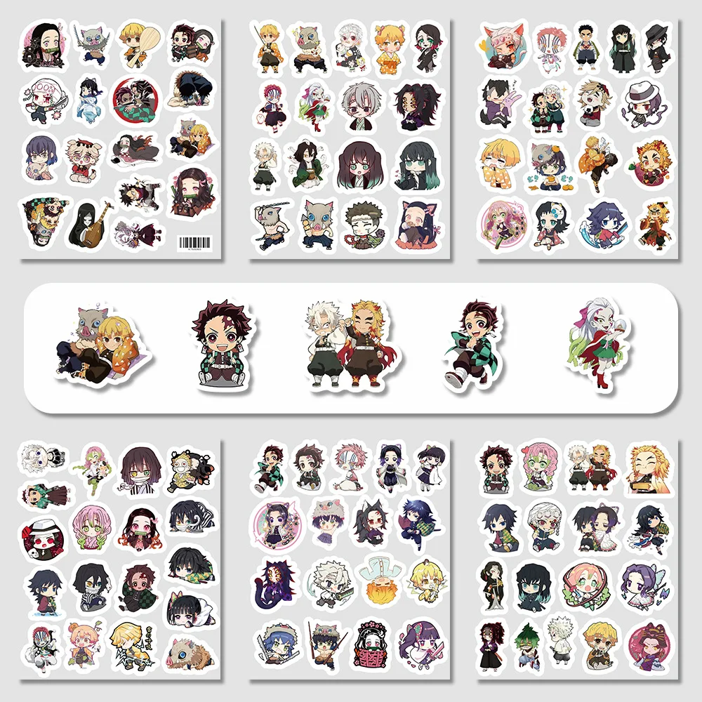 103Pieces Q Version Demon Slayer Doodle Stickers Anime Mixed Accessories for Luggage Notebook Bullet Journal Decals