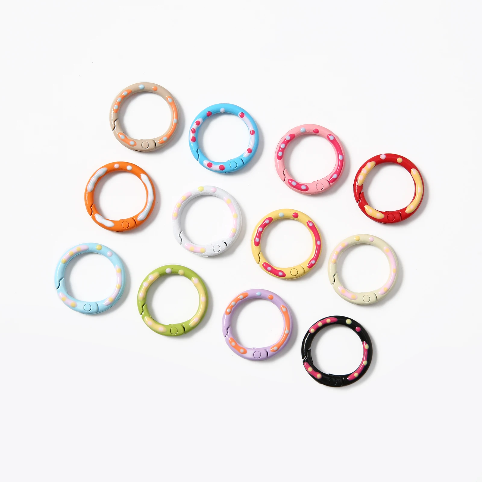 5/10/20/50/100 pcs Colorful O Ring Spring Clasp Openable Round Carabiner Keychain Clips for DIY Exquisite Gift Girls and Boy