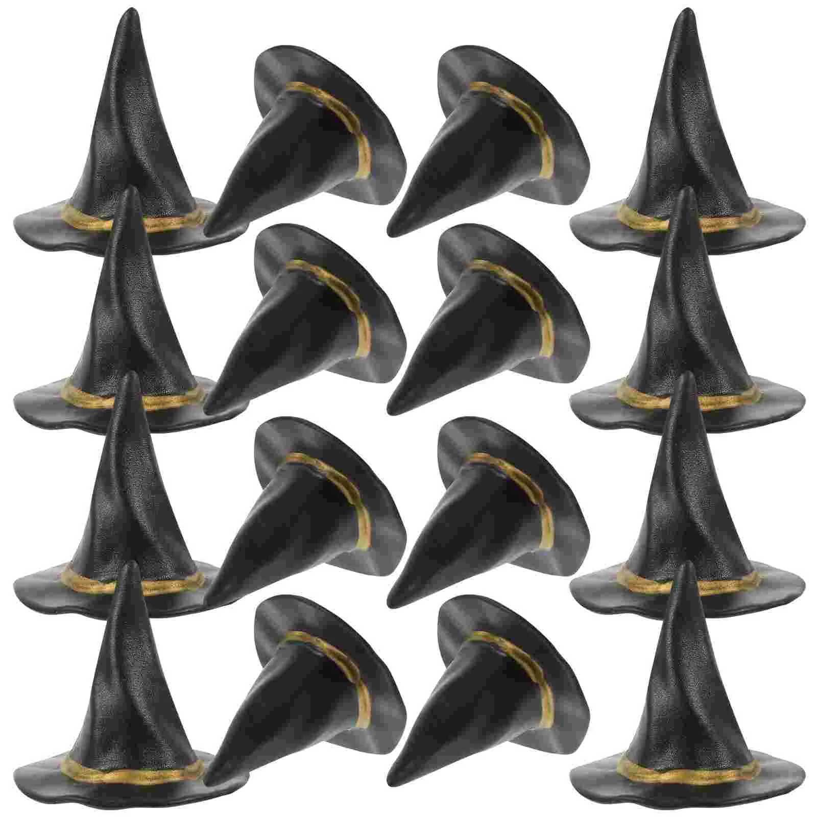 

24 Pcs Halloween Microscape House Witch Hat Decoration Miniature Hats Props DIY Costumes for Dolls Tiny Ornament Plastic