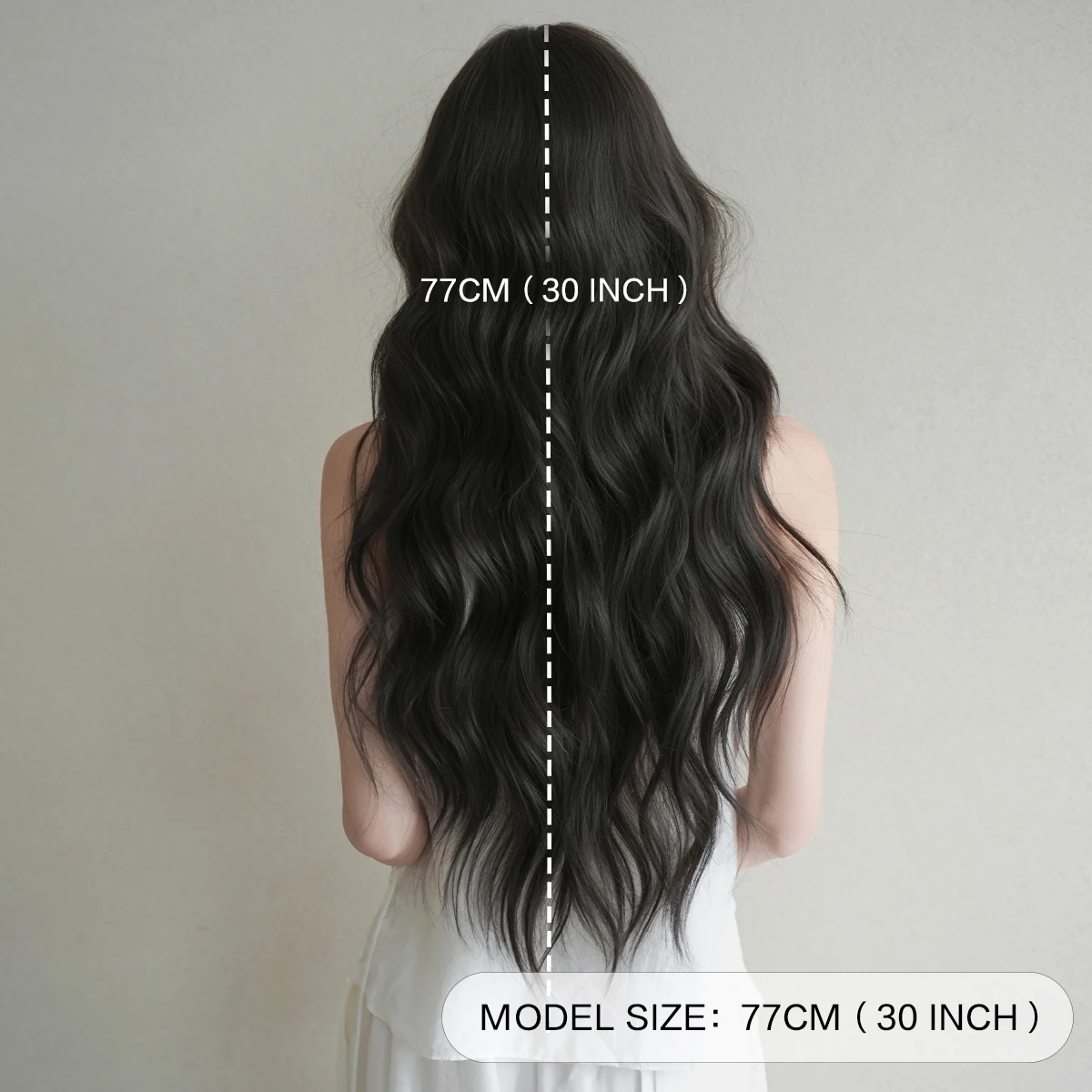 7JHH WIGS Long Water Wave Dark Brown Wig for Women Synthetic Modest Fashion Middle Part Wear and Go Wigs with Curtain Bangs - view 4