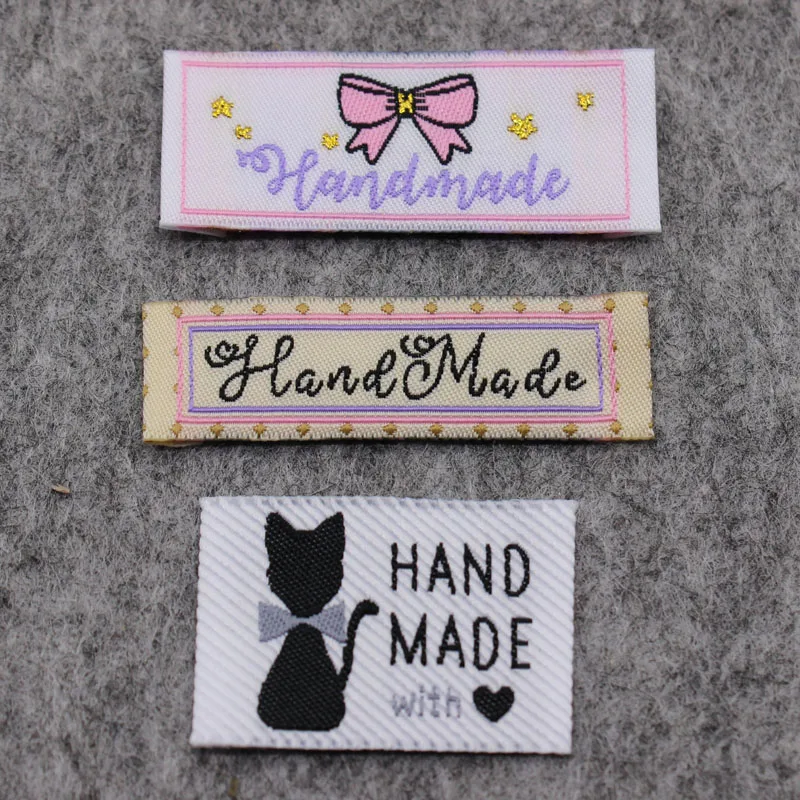 100 pcs a lot  colorful handmade label tag clothing woven label main label kids clothing tags custom garment label