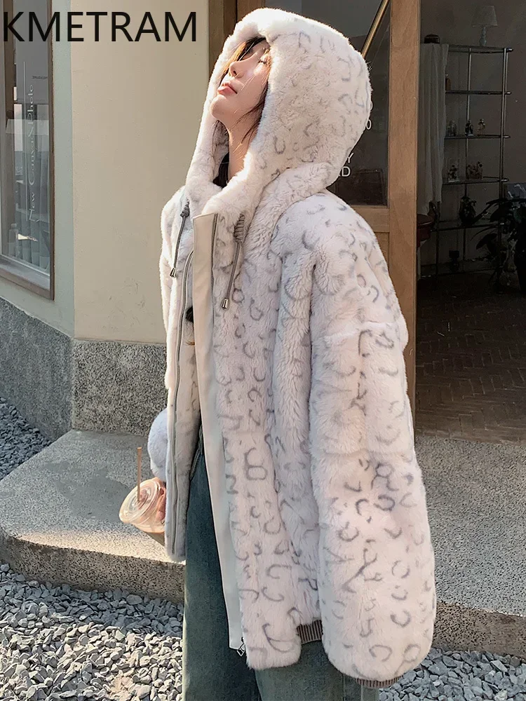 Real Rex Rabbit Fur Coat Women with Hood 2024 Trending Fashion Winter Clothes Woman Luxury Fur Jacket New in Outerwears шуба