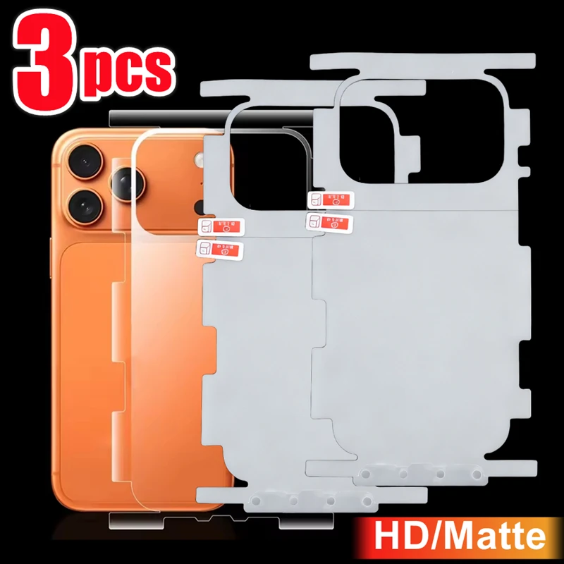 1-3PCS For iPhone 17 Pro Max Air 17pm Back Hydrogel Film Soft Clear Full Cover Matte Rear Border Protector For iPhone17 ProMax