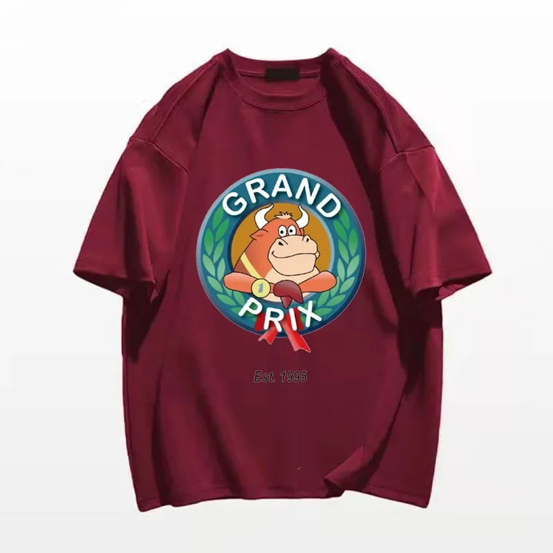 Grand Prix Logo Vaquilla Margarita Sommer T-Shirt Schwergewicht übergroße Baumwolle lustige T-Shirt für Männer Kurzarm Mode