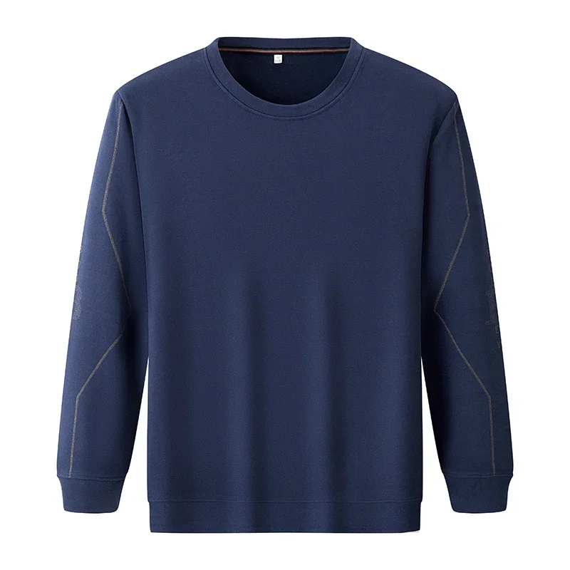 Mens Daily Crew Neck Sweatshirt Long‑Sleeve Sleeve‑Side Letter Print Contrast Stitching Relaxed Fit Casual Shirts view 5