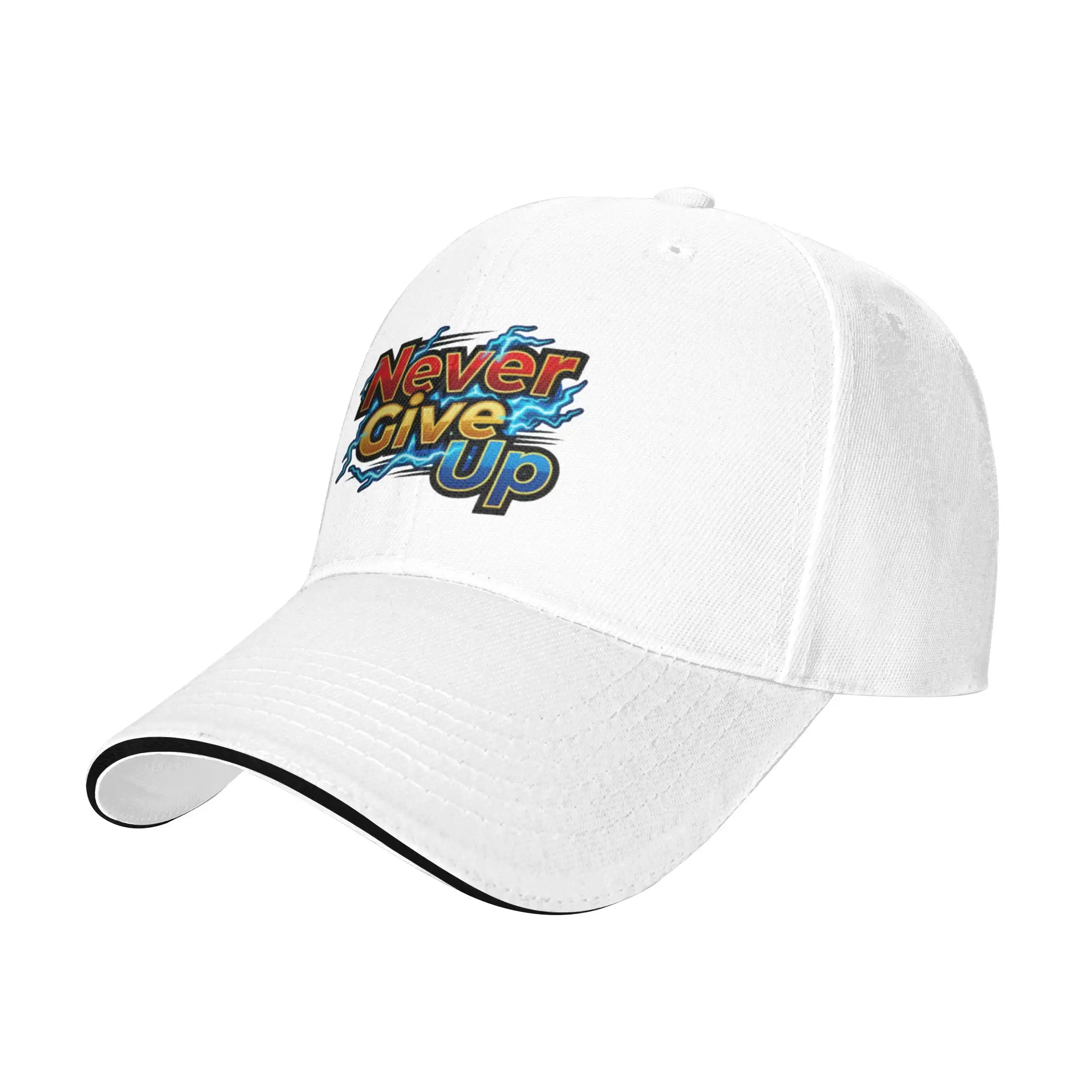 Never Give Up Motivational Lightning Sticker Gift For Children Men Women A Baseball Cap Hat