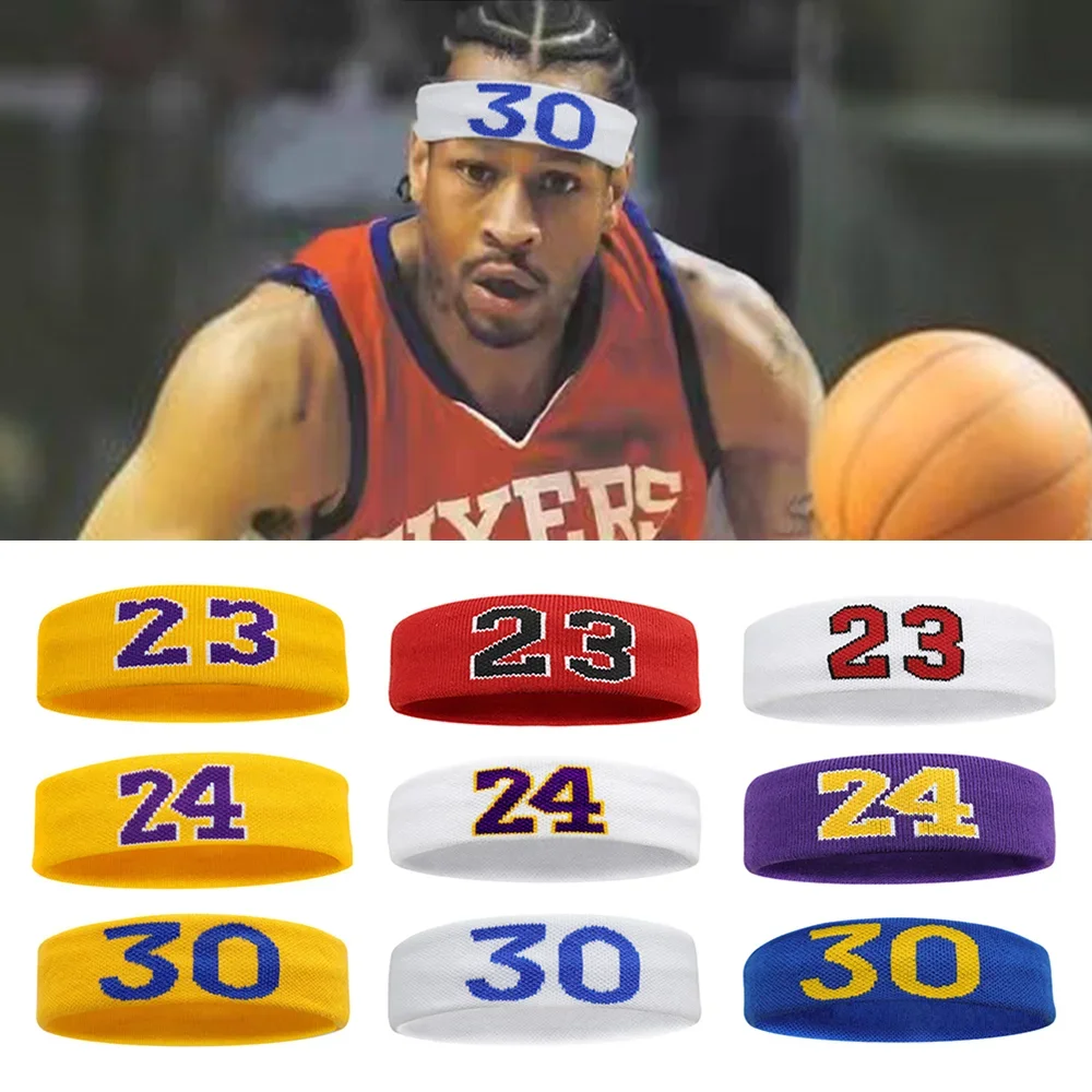 

1Pc Cotton Sweat Absorbing Headband Number 24 Sweatband Sports Basketball Headband Men Running Yoga Women Badminton Tennis