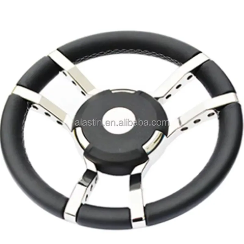 STTL Marine Boat Accessories Yacht Speedboat UV Resistant Leather Electroplating Stainless Steel Luxury Steering Wheel Marine