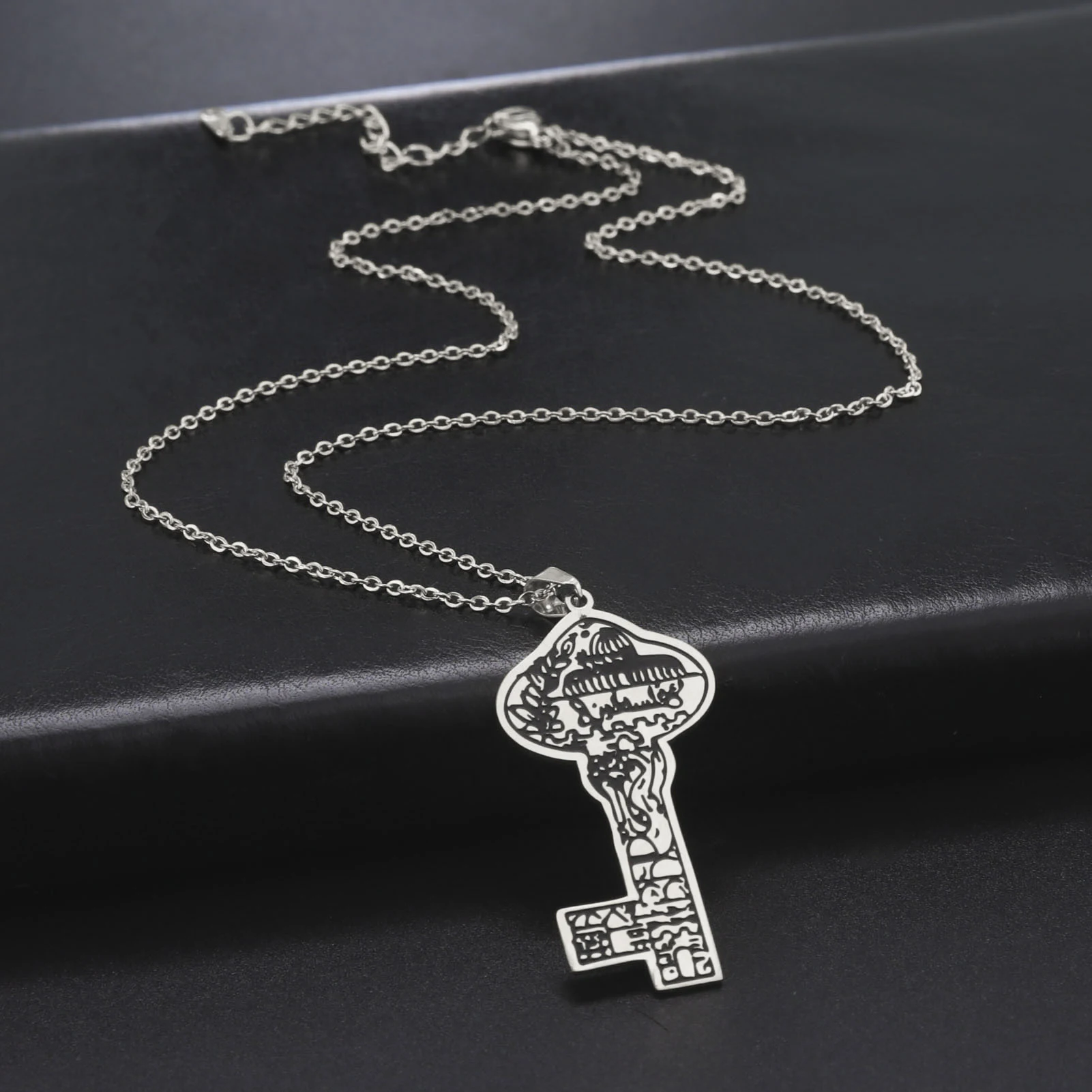 Cazador Vintage Arabic Islamic Key Pendant Necklace for Women Men Stainless Steel Chain on Neck Jewelry Wholesale Mother Gift view 5