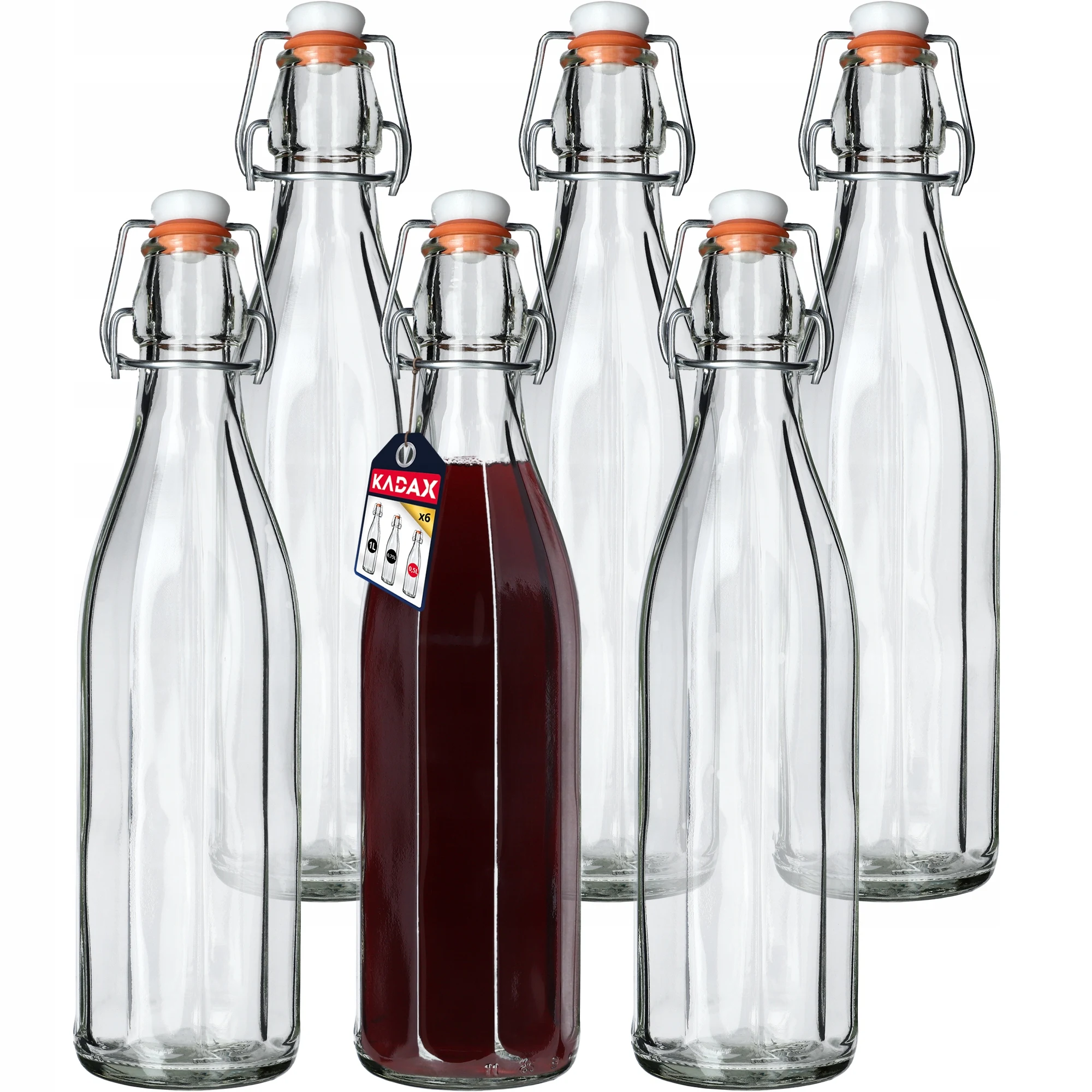 KADAX glazen fles voor tinctuur sapkurk 0,5L 6-delig