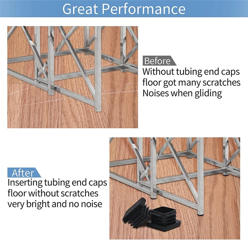 ABSS-400Pcs 1 Inch Square Tube End Cap Plastic Plugs Tube End Caps Post Pipe Cap Cover Tubing Insert Chair Glide Plugs