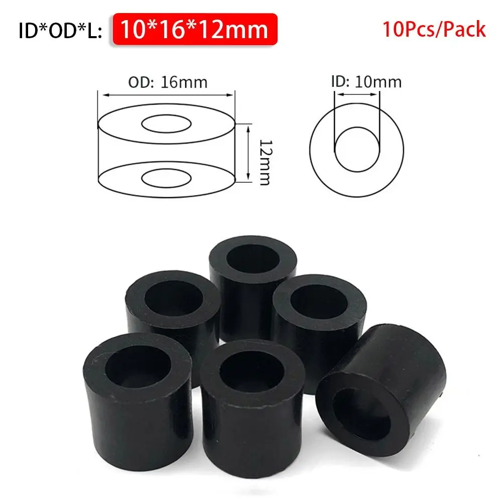 10Pcs/Pack New Non-Threaded ABS Spacer TV Install Column Pillar PCB Board Support Hollow Standoff Round Black Nylon Washer