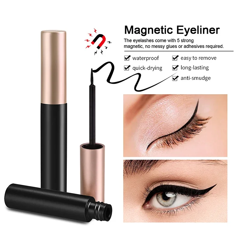 1/2pcs schwarzer magnetischer Eyeliner Kleber falsche Wimpern verlängerung magische selbst klebende flüssige Eyeliner Augen Make-up keine blühende