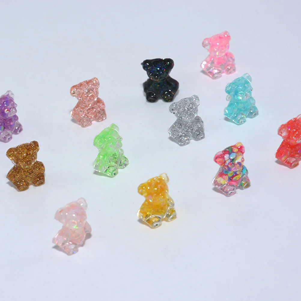 

100pcs Small Decorations Resin Charms Diy Art Supplies Women Ladies Gift Bear Design Stickers Rhinestones Jewelry Crafting