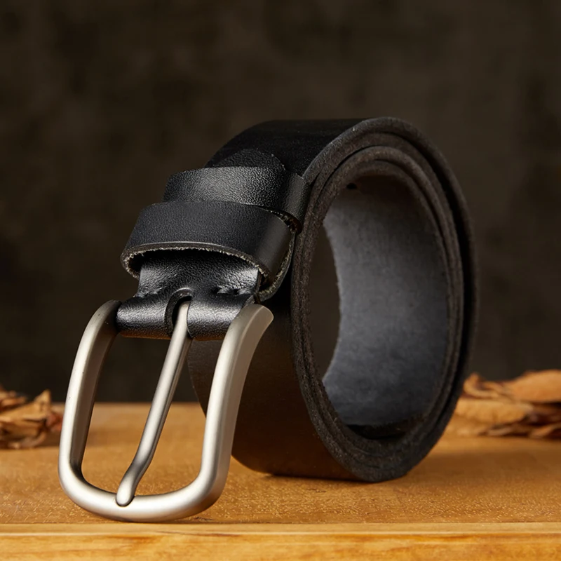 

Luxury Men Genuine Leather Belt 4cm Width High Quality Handmade Male Strap For Jeans Stainless Steel Pin Buckle Cowhide Cintos