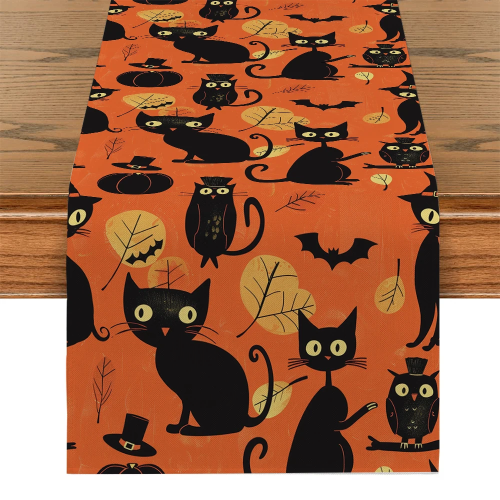 

Halloween Bat Pumpkin Head Table Runner Wedding Decoration Cloth Dining Decor Coffee Table Runners Washable Dining Long Cloth