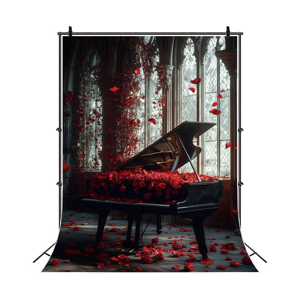 Red Rose Flower Wedding Bride Backdrop Photography Vintage Window Baby Shower Portrait Photo Photographic Anniversary Background