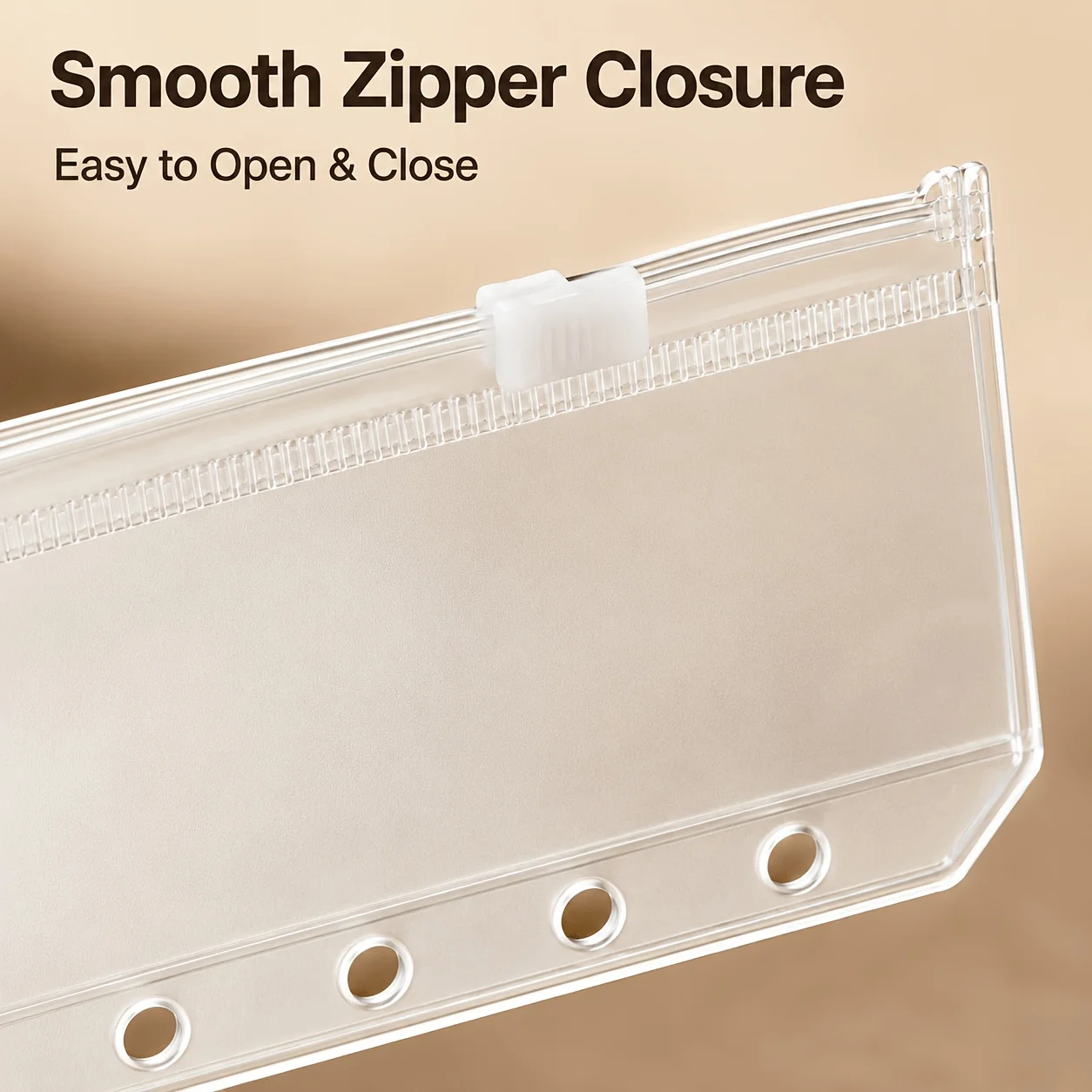 10pcs/5pcs Frosted Zipper Binder Pockets,6-Hole PVC Cash Envelopes for Budget Binder,Transparent Storage Bags for Receipts, - view 4