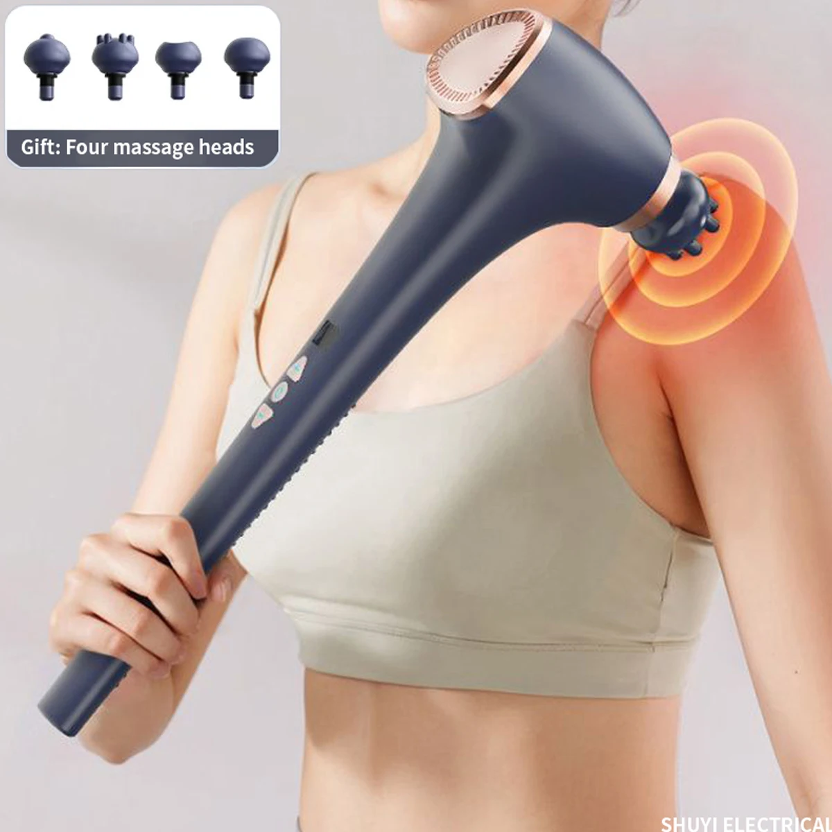 Massage stick, electric handheld fascia muscle relaxation massager, multifunctional with nine levels of strength and seven modes