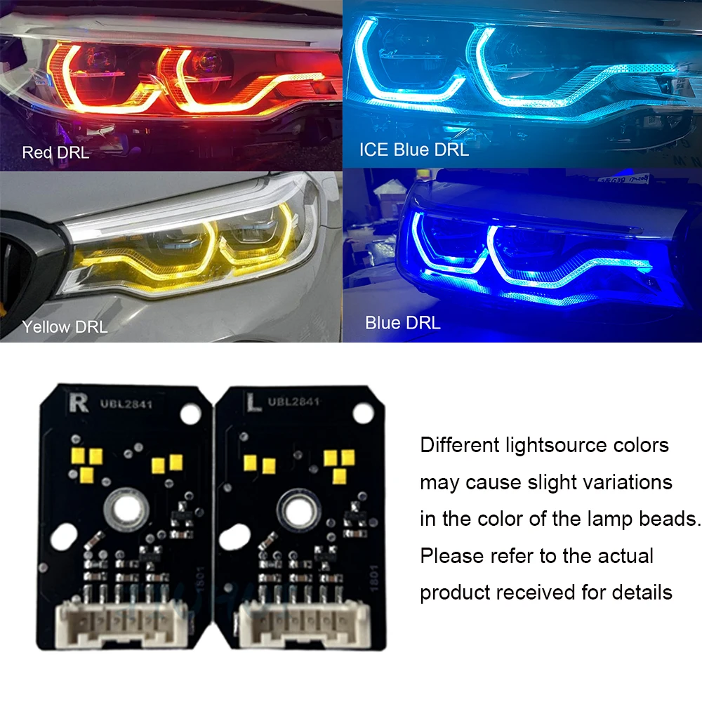 

G30 G38 F90 M5 G31 G32 GT CSL Yellow DRL Blue Angel Eyes Red Daylight Super bright Daytime Running Light Chips 7214939 7214940