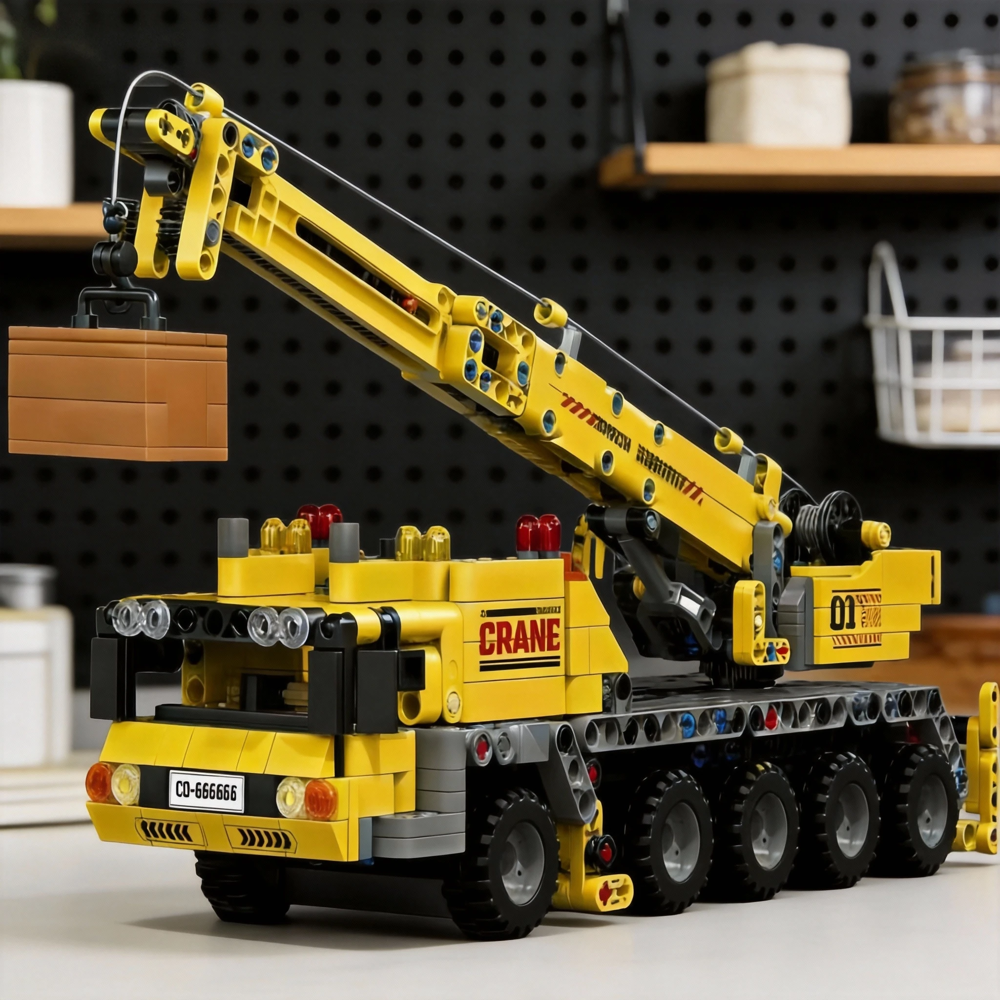 Third Party Compatible MOC Sets City Series Building Blocks City Yellow Mobile Construction Crane  Toys Gift