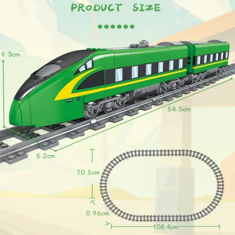 MOC 그린 고속 레일 모델 블록, 철도 기차 철도 트랙 빌딩 브릭, 98276 아이디어, 기술 장난감 축제 선물, 어린이 소년