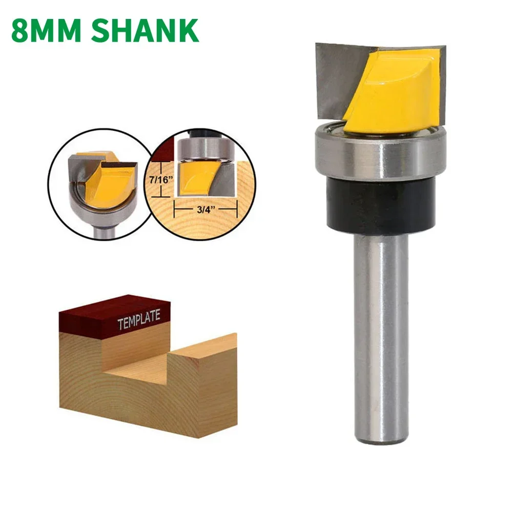 1PC 8MM Shank Milling Cutter Wood Carving Hinge Mortise Template Router Bit - 3/4\