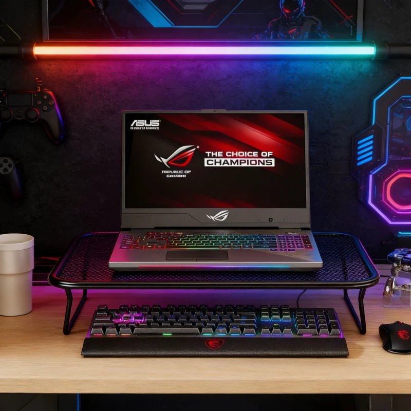 

Laptop Stand Made of Iron Material with Hollow Design Computer Anti Slip Heat Dissipation Base Foldable Keyboard Storage Rack