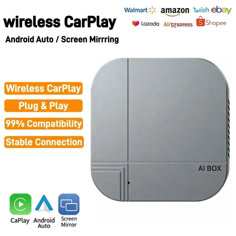 CarPlay Android Auto Wireless Adapter Dual System Car Box Portable Plug & Play for iPhone Android Phone Auto Connect