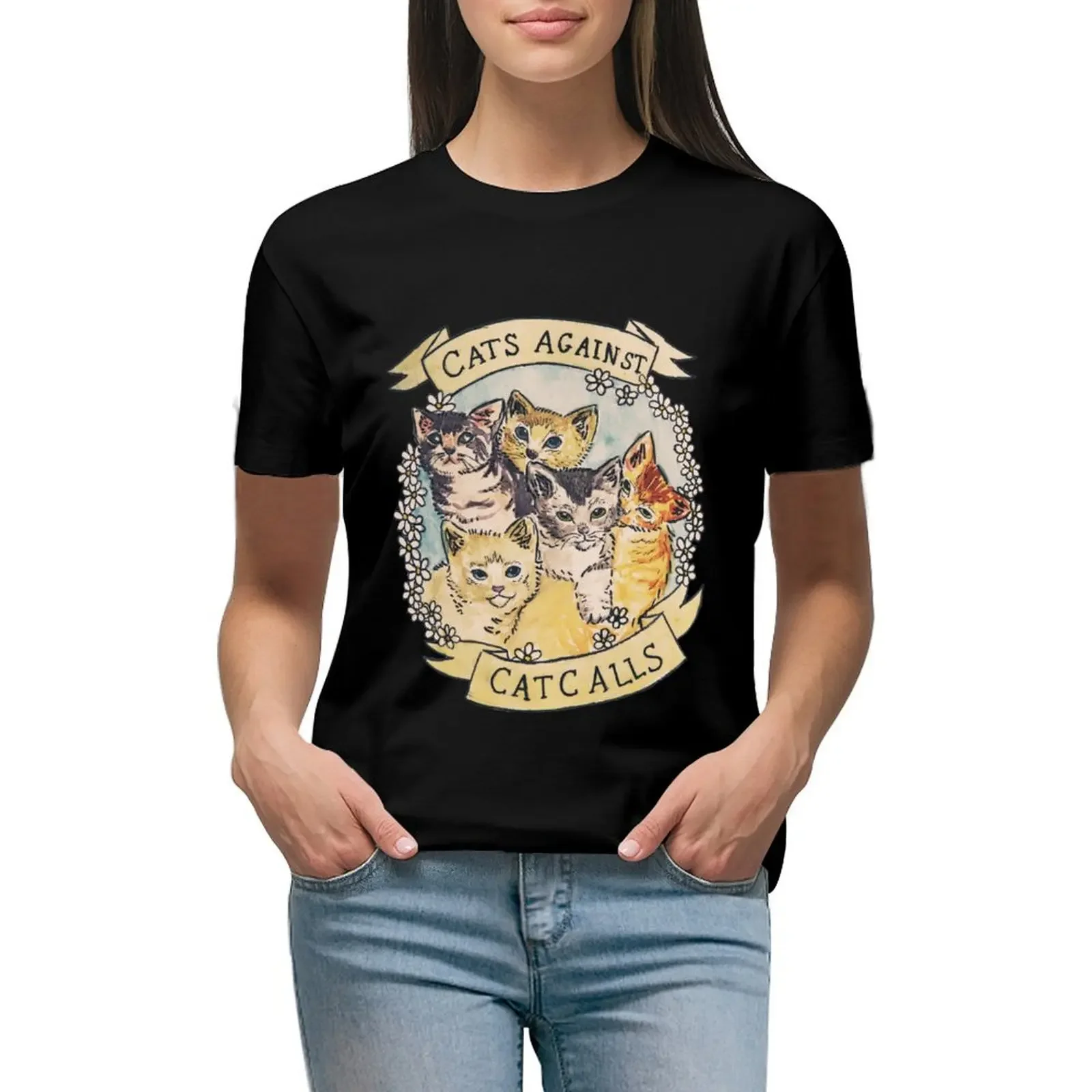 Cats Against Cat Calls ORIGINAL (SEE V2 IN MY SHOP) T-Shirt summer tops plain animal print vintage clothes for woman