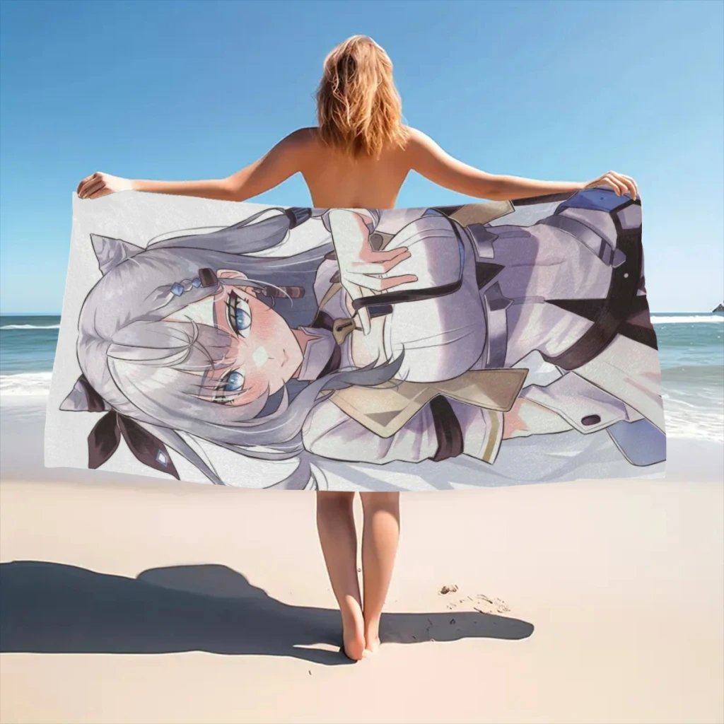 Anime Hololive Kawaii Beach Towel  Poncho Bathing Towels Cover-ups Quick Dry Sand Free Yoga Spa Gym Pool