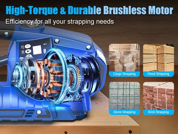 SWANSOFT 3200N Electric Strapping Tool Banding Machine for 0.51" - 0.63" PP/PET Straps Electric Strapping Machine 18V 2x4Ah Battery Powered Semi-automatic Banding Tool with Plastic Case