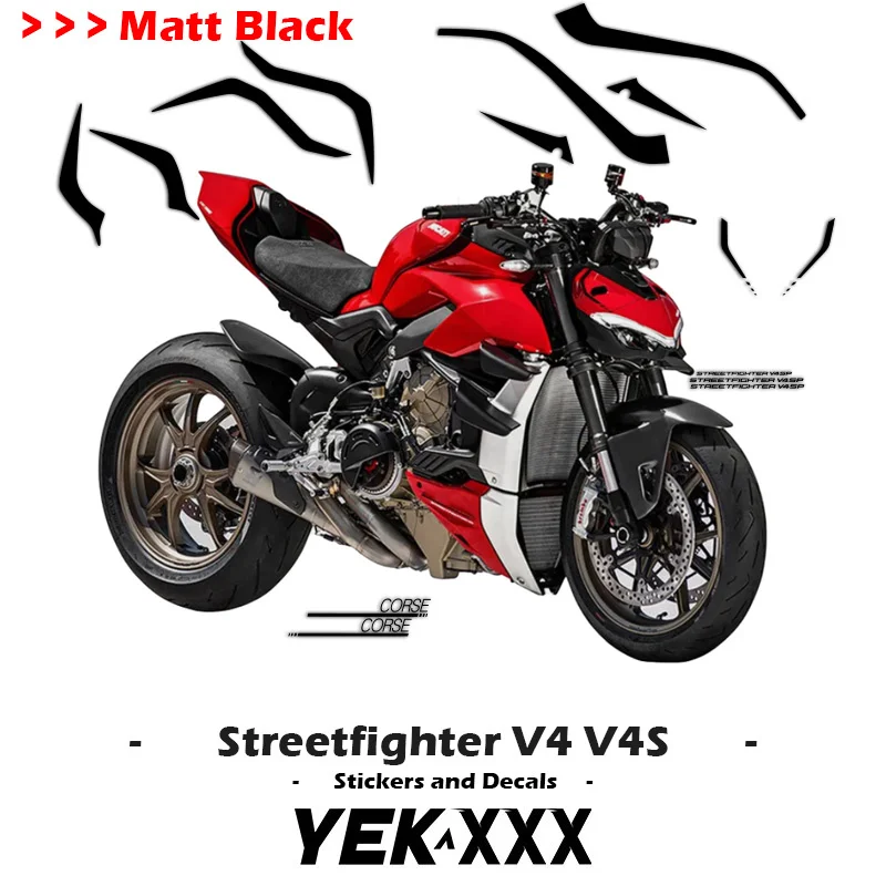 Stickers Kit Design Panigale SP Black For Ducati Streetfighter V4/V4S Full Vehicle Fairing Line Sticker Decals All Logos