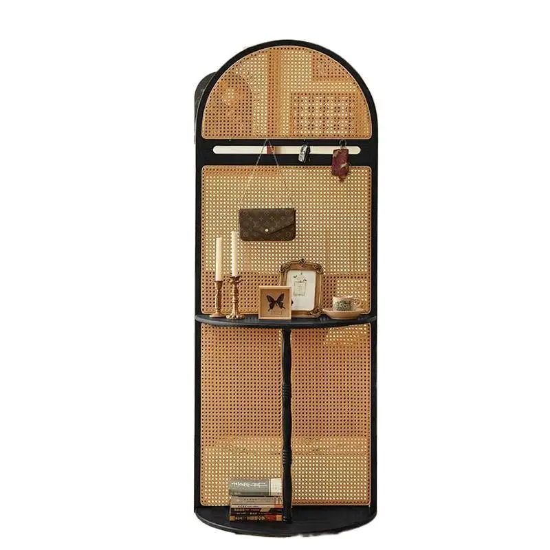 

Solid wood rattan screen partition, living room entry, door access
