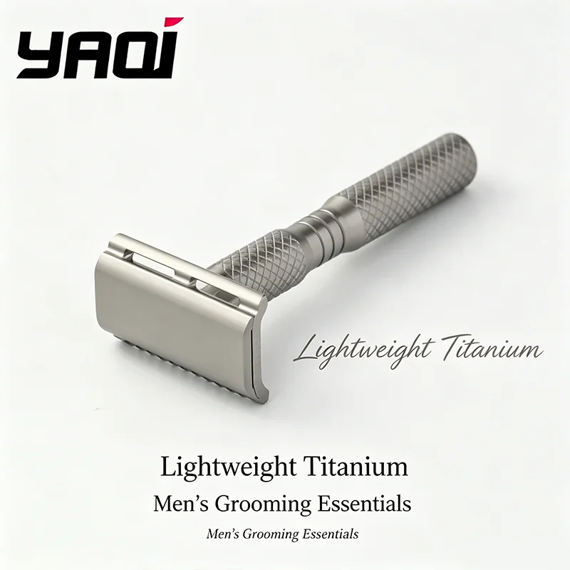 

2026 New Arriva！YAQI Ghost 90DC Cross Grain Pattern Titanium Light Weight Safety Razor - 0.90mm Blade gap