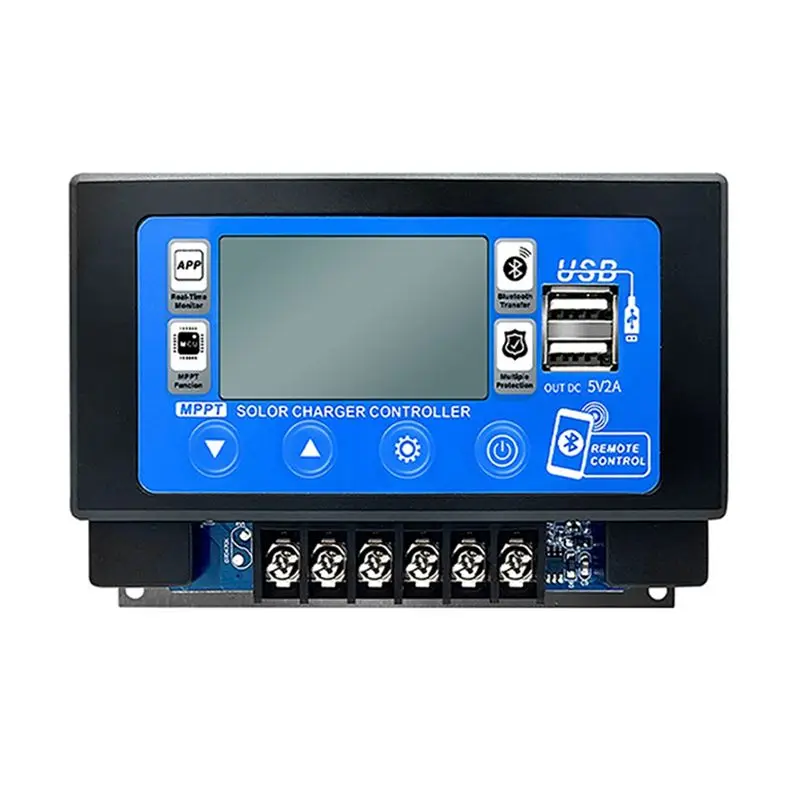 B04C-Solar Charge Controller Bluetooth 30A MPPT Controller With LCD Display Dual USB Support 12V/24V/36V/48V/60V Battery