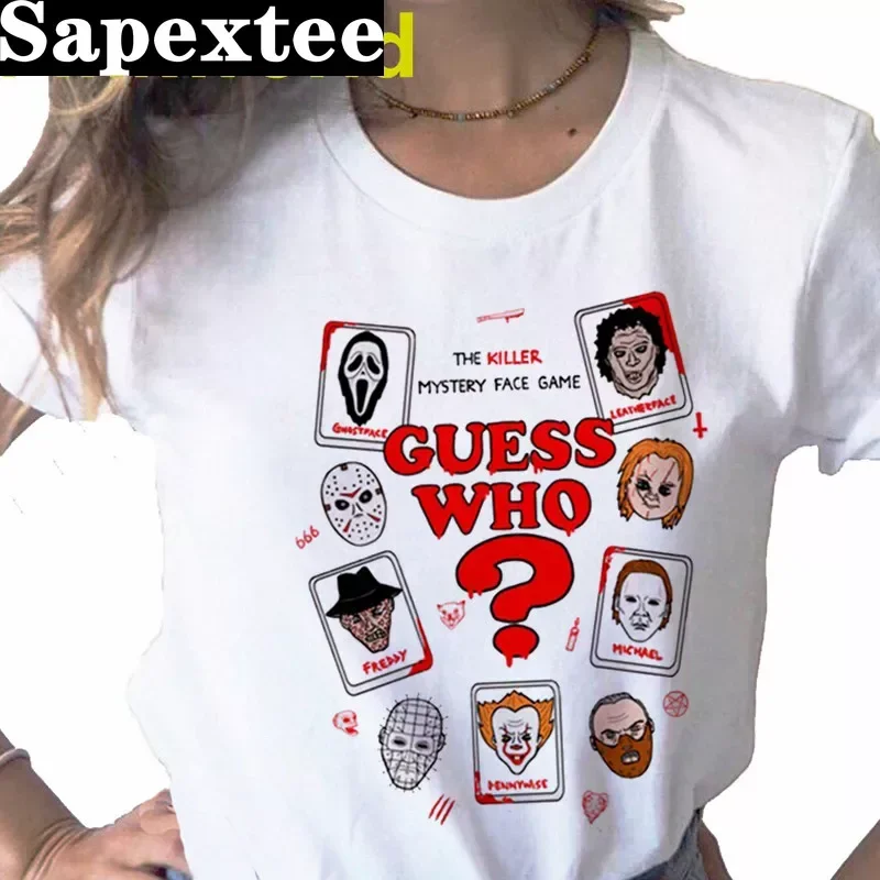 

Horror Movie Chucky Anime print ladies T-shirt casual basics O-collar white shirt short sleeve ladies T-shirts Drop Ship