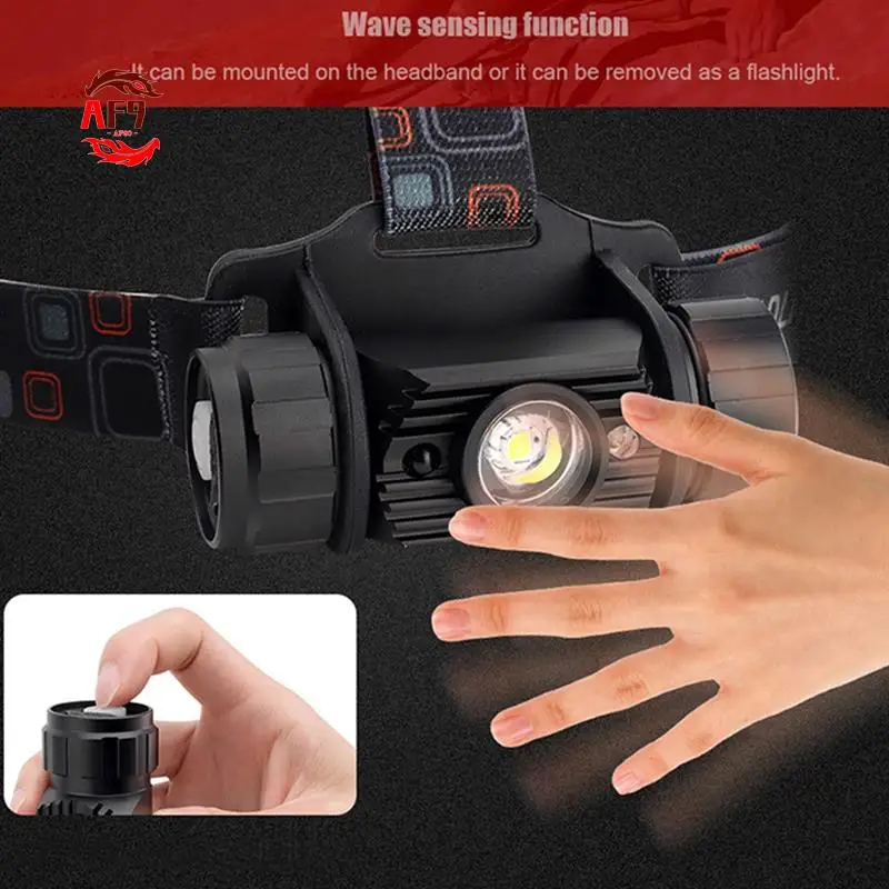

AF90-Led Rechargeable Headlight,Motion Sensor Adjustable Headband Headlight For Adults Outdoor Camping Running Riding