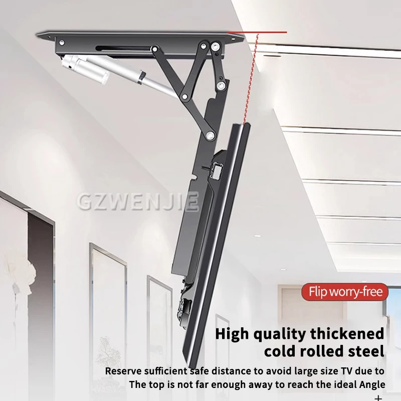 50-75 "Plafond Tv Lift Elektrische Afstandsbediening Roterende 45Kg Beugel Ondersteuning Gemotoriseerde Standaard Verstelbare Techo Mount Muurhouder