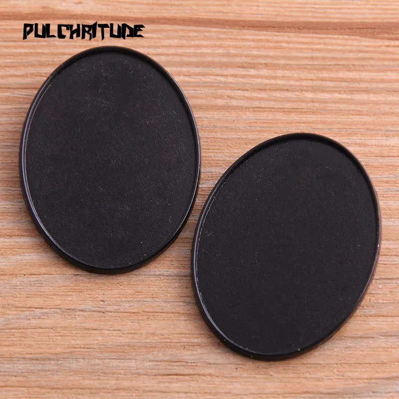 2pcs 30*40mm Inner Size 2020 New Product Black Oval Big Brooch 5 Style Cabochon Base Setting Charms Pendant