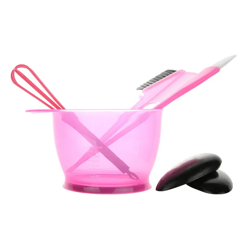 6Pcs/Set Hair Dye Color Brush Bowl Set 180ml Shampoo Bottle with Ear Caps Dye Mixer Hairstyle Hairdressing Styling Salon